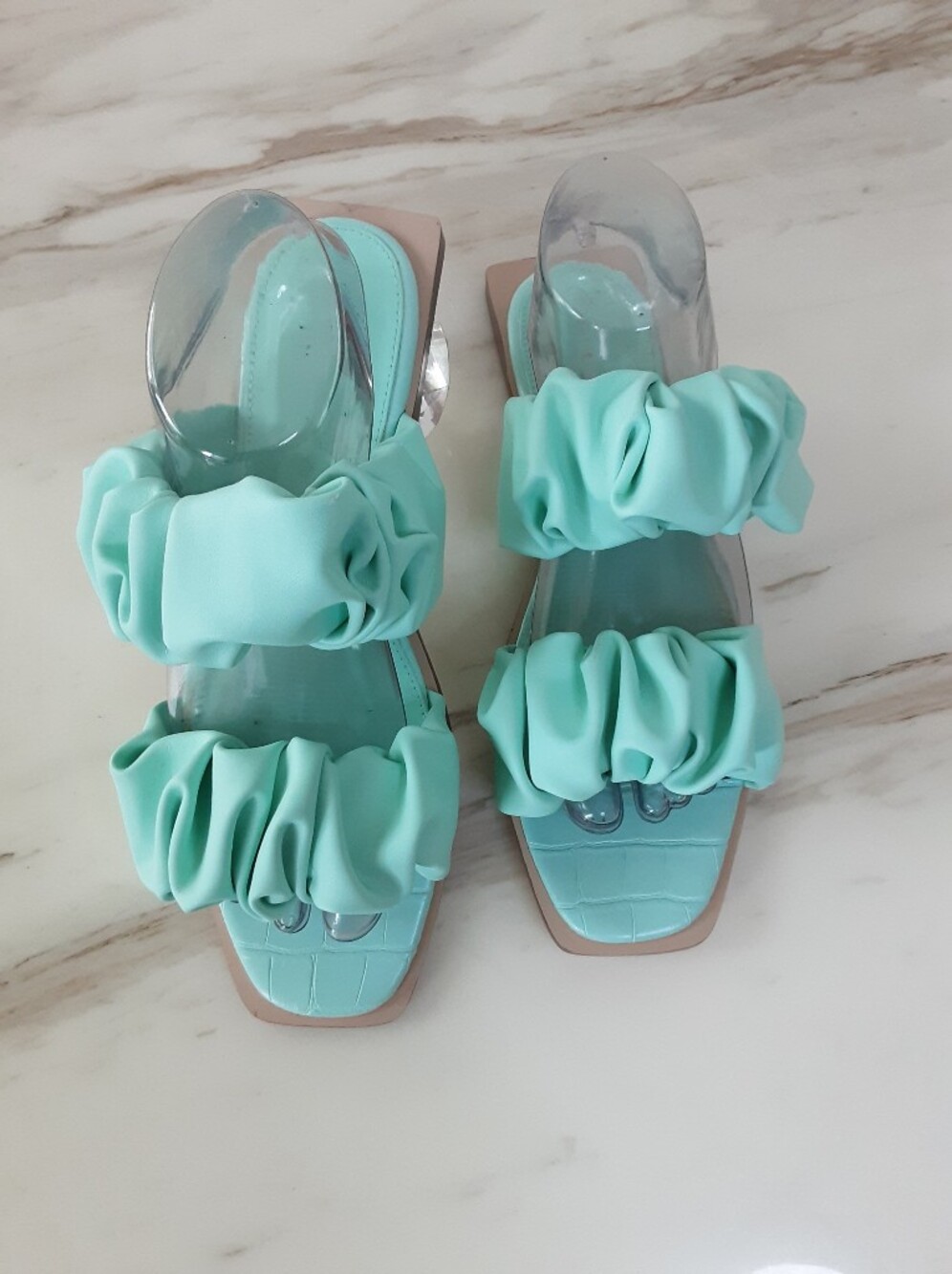 Circus NY by Sam Edelman Iggy Teal Ruched Slide Sandals Sz 9 - Picture 2 of 10